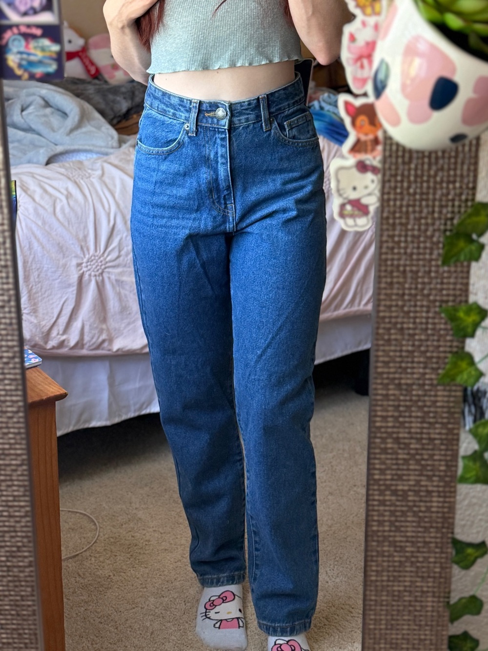 Nasty Gal High-Rise Dark Blue Straight Jeans